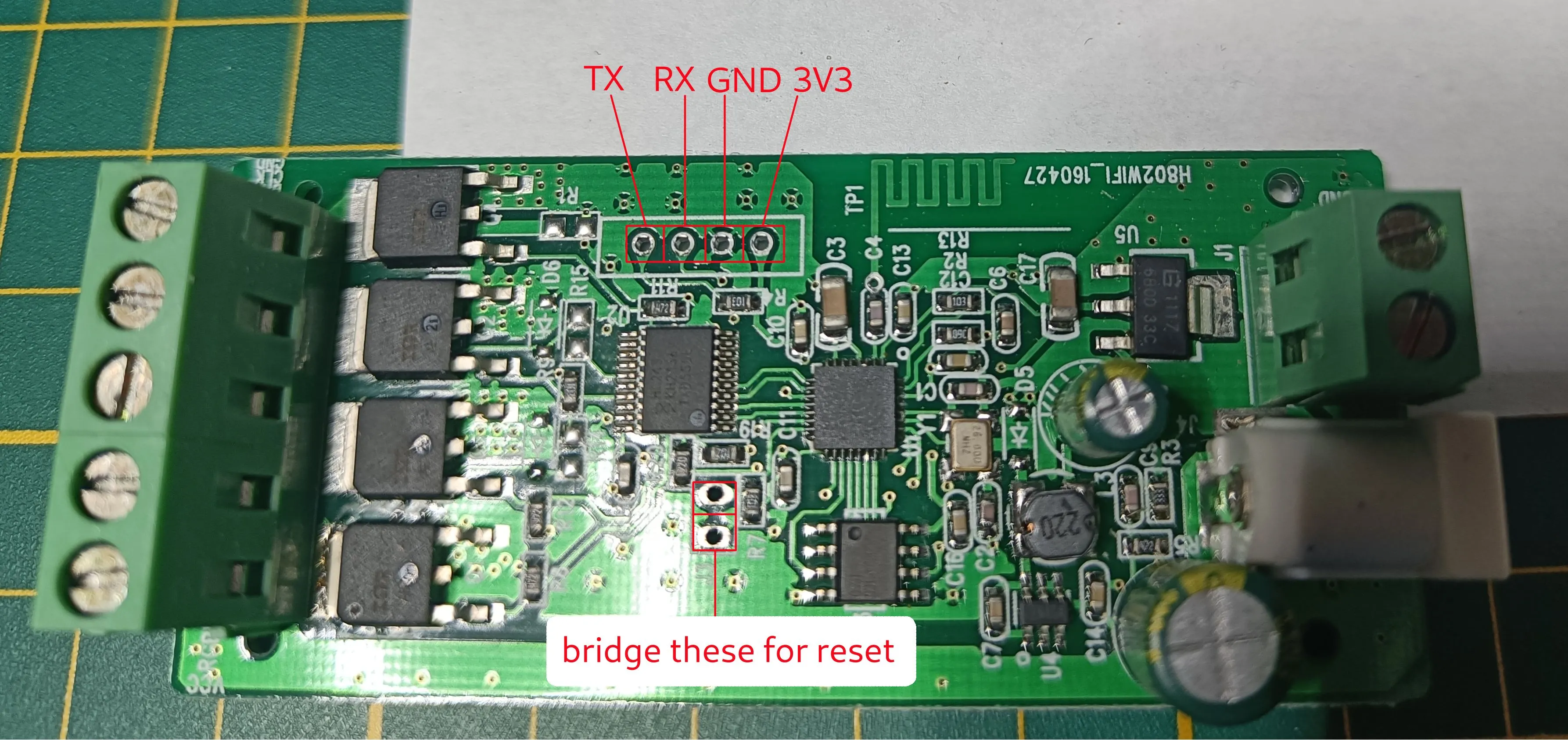 H802 board photo with annotations H802 board photo with annotations
